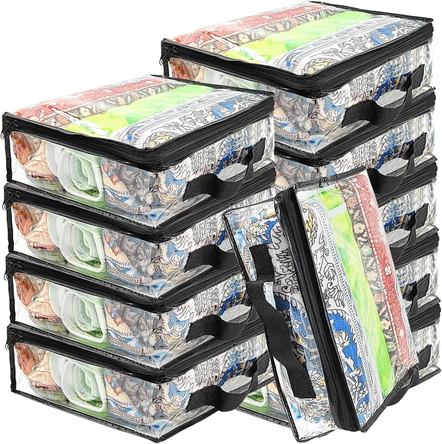 10 Pcs Extra Large Clear Travel Packing Cube16 x 12 x 4 Clear Vinyl Zippered Storage Bags See Through Moving Bag Plastic Storage Bags PVC Multipurpose Pouch with Handle for clothing Storage