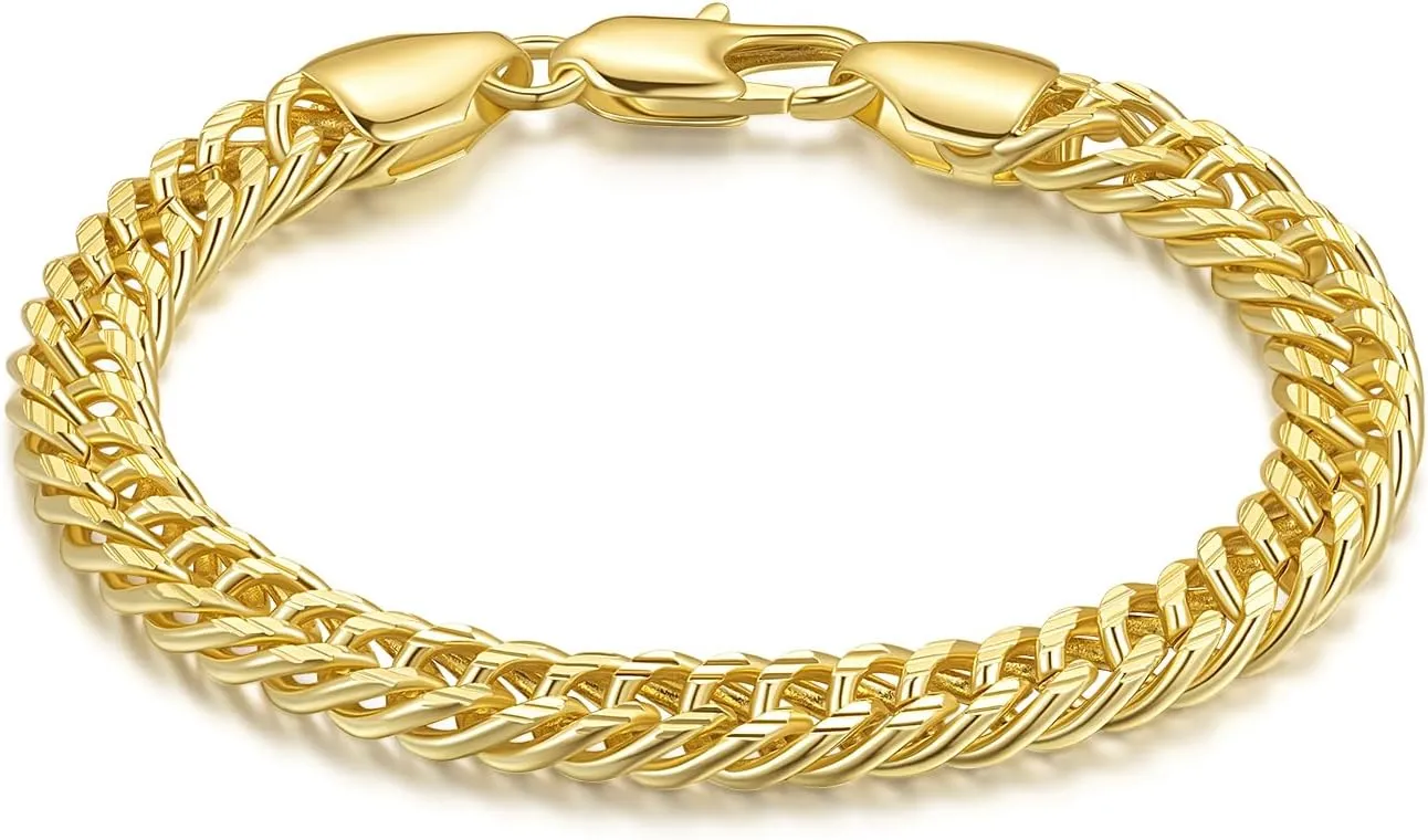 14K Gold Bracelets for Womens Mens Bracelets for Men Cuban Link 14K Gold Chain Bracelet for Women Trendy 6.5-9in