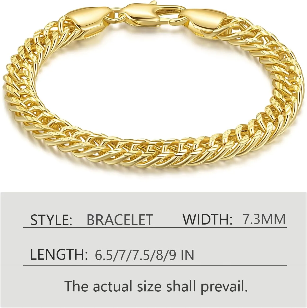 14K Gold Bracelets for Womens Mens Bracelets for Men Cuban Link 14K Gold Chain Bracelet for Women Trendy 6.5-9in