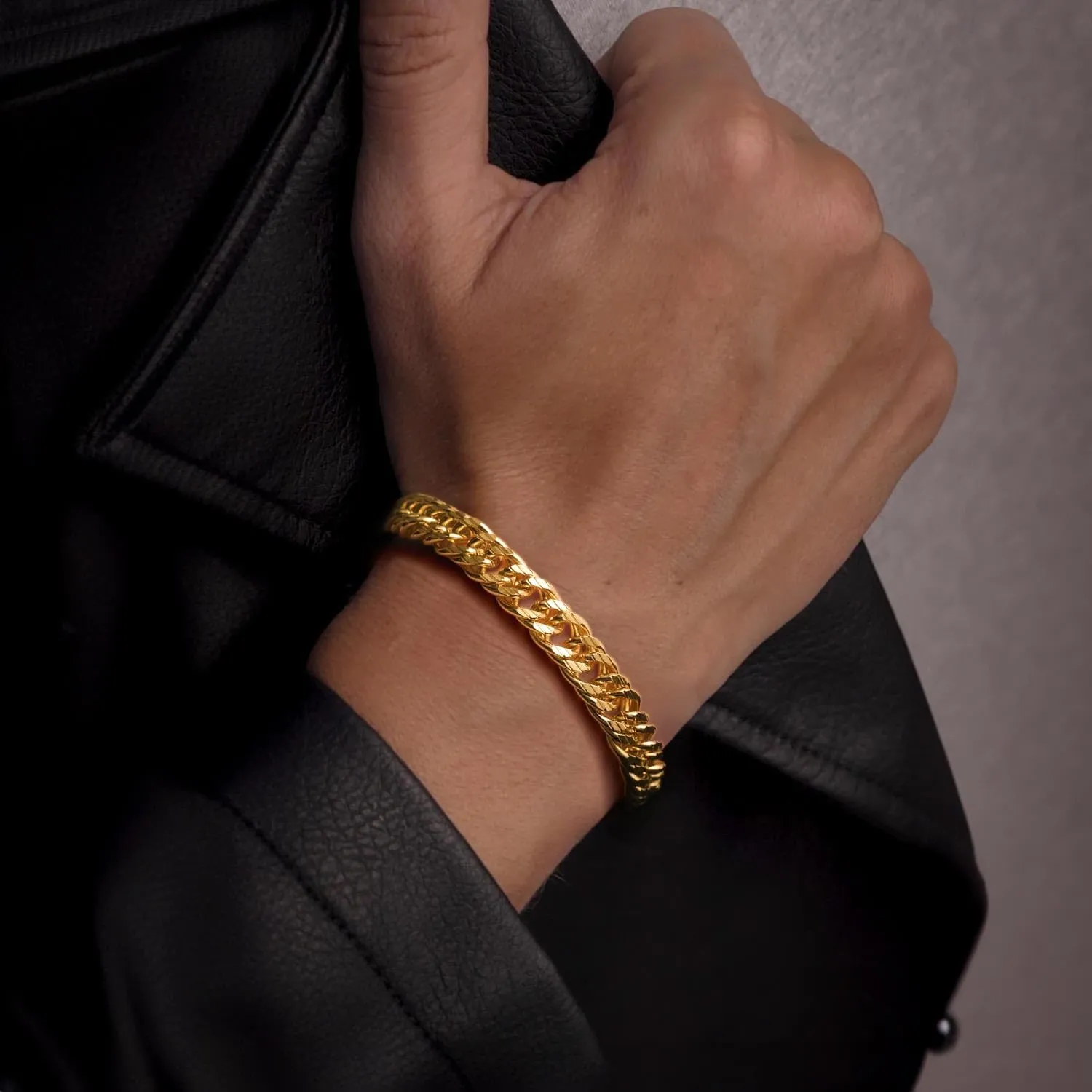 14K Gold Bracelets for Womens Mens Bracelets for Men Cuban Link 14K Gold Chain Bracelet for Women Trendy 6.5-9in