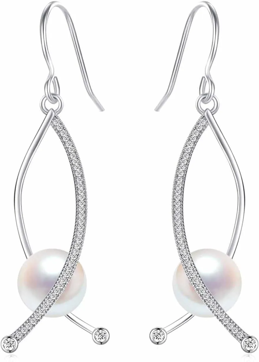 14K Gold Plated 925 Real Sterling Silver Calla Lily Pearl Dangle Earrings for Women Jewelry Wedding Hypoallergenic