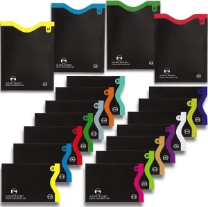 18 RFID Blocking Sleeves (14 Credit Card Holders & 4 Passport Protectors) - Premium Identity Theft Protection Set for Men & Women, Slim Design Fits Wallet or Purse