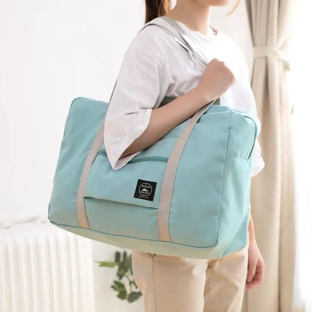 2 Pack Foldable Travel Bag Waterproof Travel Duffel Bag,Women Ladies Man Canvas Weekender Bag Overnight Carry-on Tote Duffel in Trolley Handle (Pink&Blue)