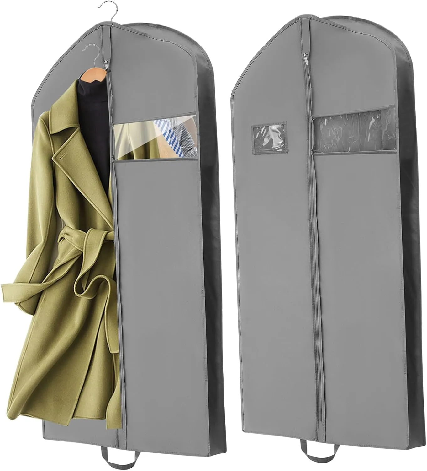 2 Pack Transparent Travel Suit Garment Bags 152 * 60 * 10cm Hanging Storage Bag for Dresses Coats Suits