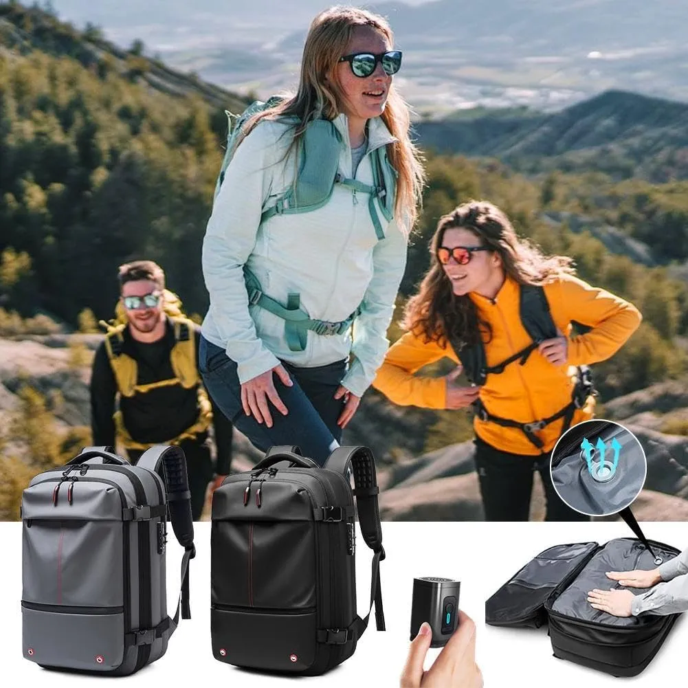 2025 New Upgrade Vacuum Backpack Travel, 60L Expandable Backpacks with Vacuum Compression, Anti Theft Travel Vacuum Backpacks