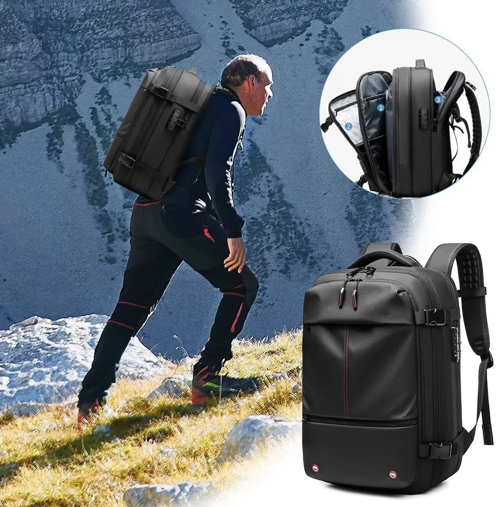 2025 New Upgrade Vacuum Backpack Travel, 60L Expandable Backpacks with Vacuum Compression, Anti Theft Travel Vacuum Backpacks