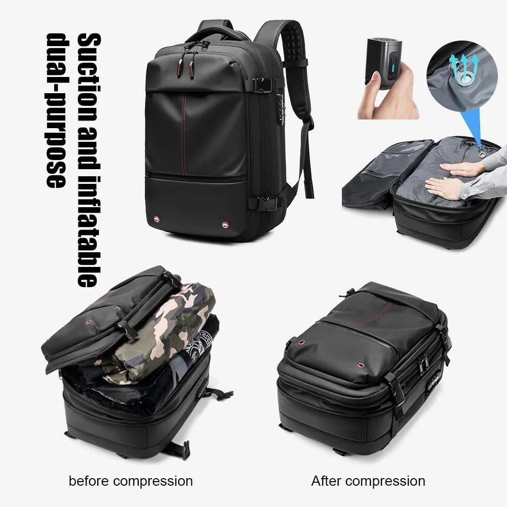 2025 New Upgrade Vacuum Backpack Travel, 60L Expandable Backpacks with Vacuum Compression, Anti Theft Travel Vacuum Backpacks
