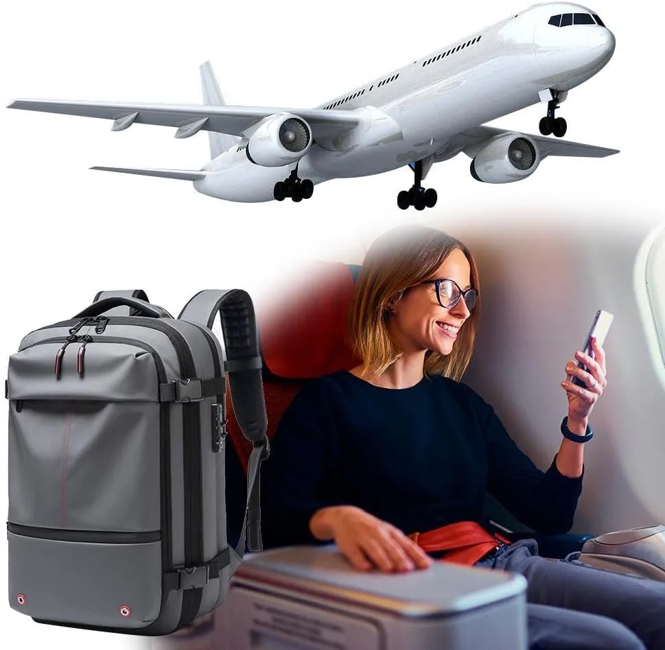2025 New Upgrade Vacuum Backpack Travel, 60L Expandable Backpacks with Vacuum Compression, Anti Theft Travel Vacuum Backpacks