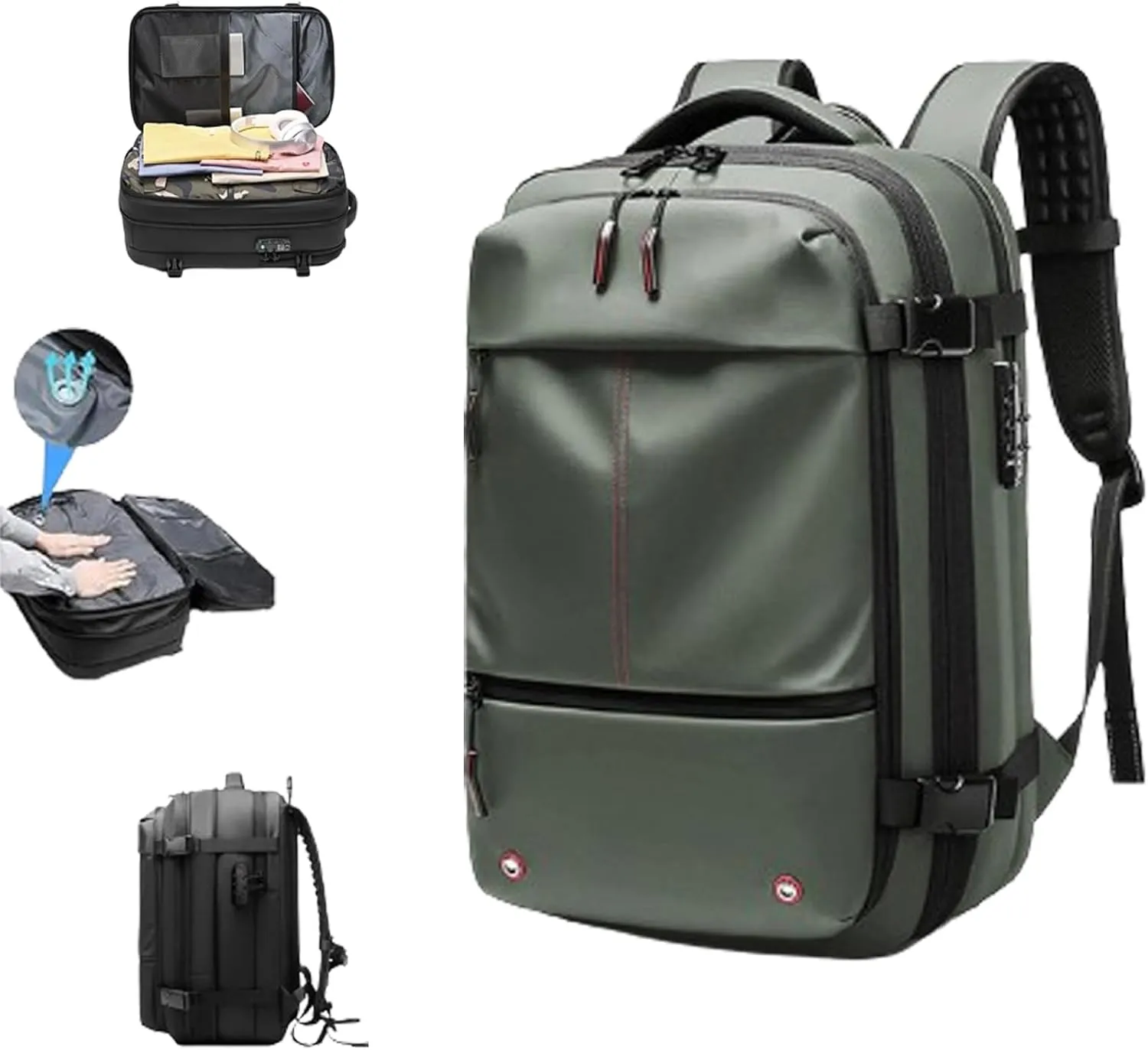2025 New Upgrade Vacuum Backpack Travel, 60L Expandable Backpacks with Vacuum Compression, Anti Theft Travel Vacuum Backpacks