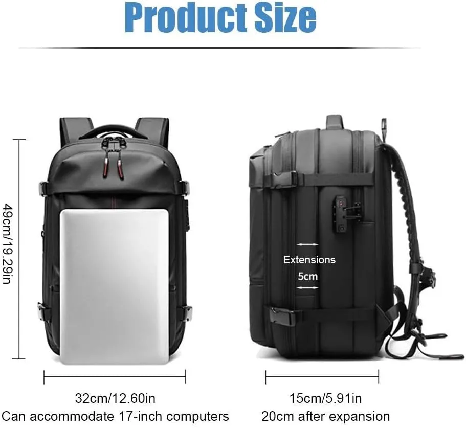 2025 New Upgrade Vacuum Backpack Travel, 60L Expandable Backpacks with Vacuum Compression, Anti Theft Travel Vacuum Backpacks