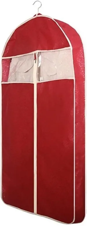 2pc Bag Widened Non-woven Clothing Cover For Garment Dress Suit Coat Big Cloth Case Hanging Pocket Storage Organize Bags(Red,60x128cm)