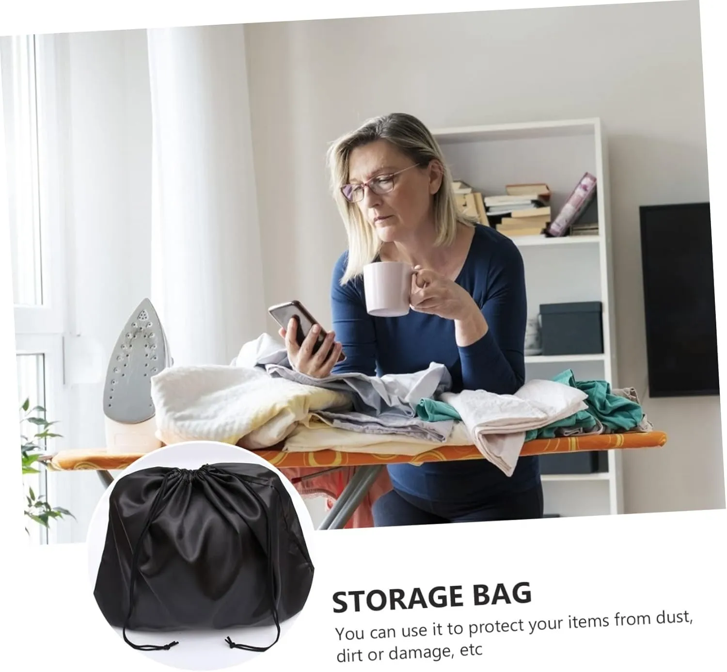 2pcs Heavy Duty Storage Bags Dustproof Drawstring Tote Bag for Clothing Quilt