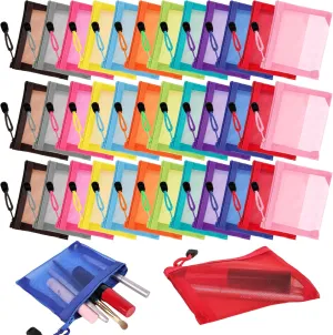 36 Pcs Mini Zipper Mesh Bags Nylon Mesh Cosmetic Bag Small Travel Makeup Zipper Pouch for Women Lipstick Travel School Office