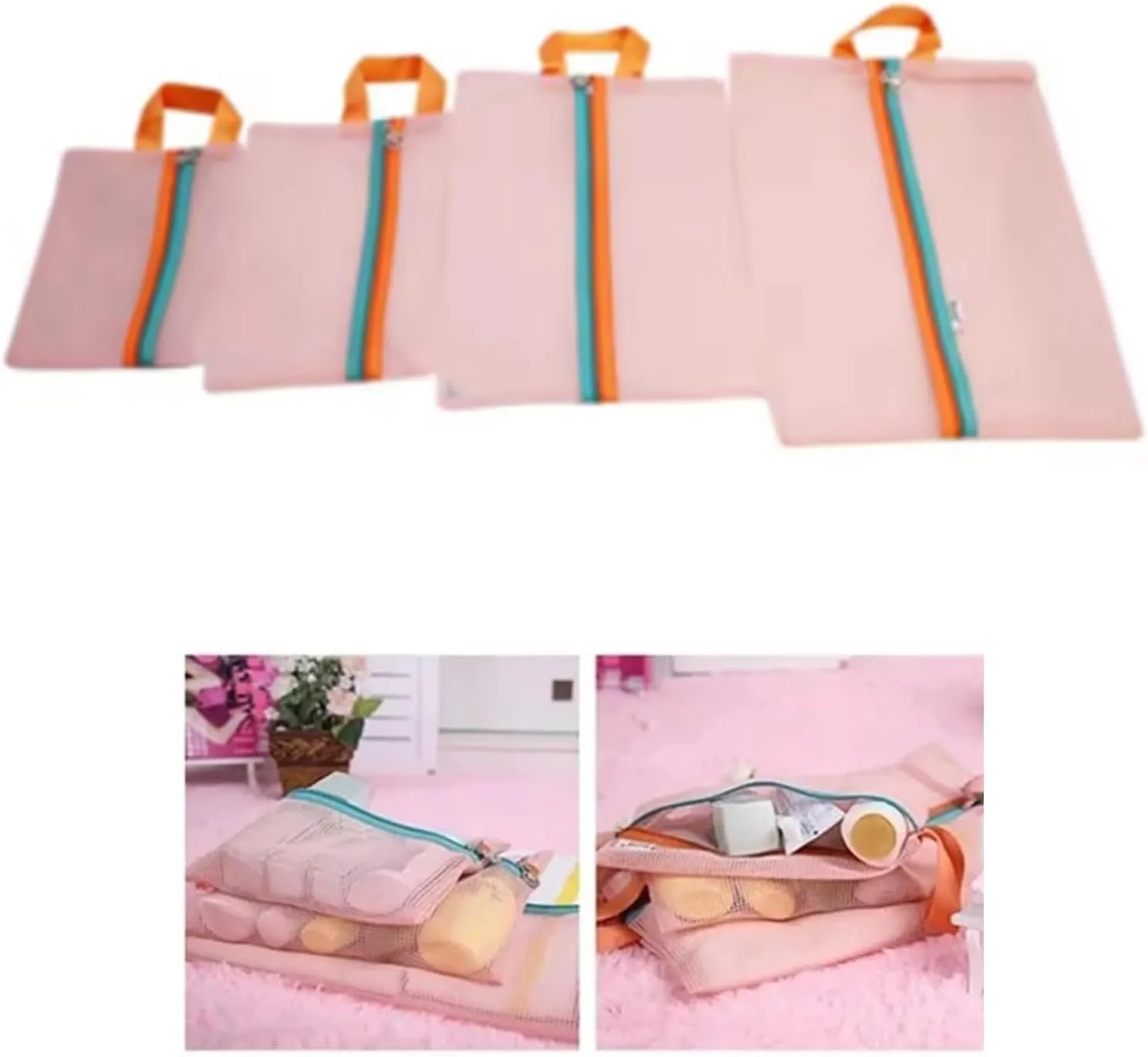 4pcs Multipurpose Meshes Organizers Bags For Travel And Home Use Portable And Sturdy Polyester Designs