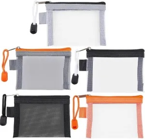 5Pcs 5 Colors 3 x 4.5 Inch Mesh Makeup Pouches Small Nylon Mesh Zipper Bag Cosmetic Pouch Travel Purse Organizer Reusable Storage Pocket Card Holder for Women Home Bag Toiletries Accessories