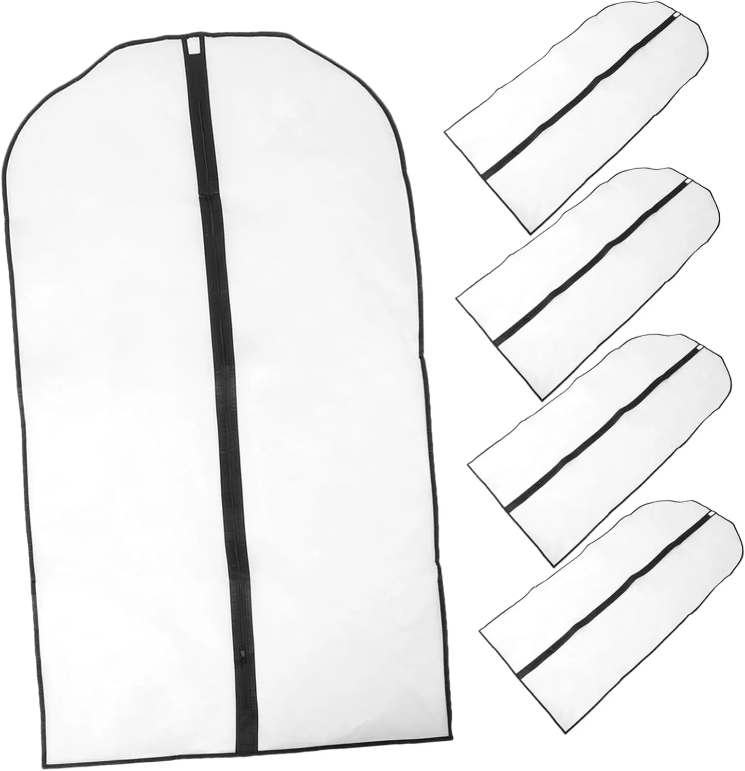 5pcs Garment Bags for Hanging Clothes Transparent Clothing Protectors for Suits and Coats Ample Storage Space for Closet Organization Versatile Use for Home Travel and More