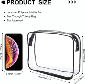 6 PACK Clear Toiletry Bag Wih Zippers,Clear Cosmetic Makeup Bags for Women Men, Waterproof Packing Organizer Compliant Bag,Waterproof Wash Bag