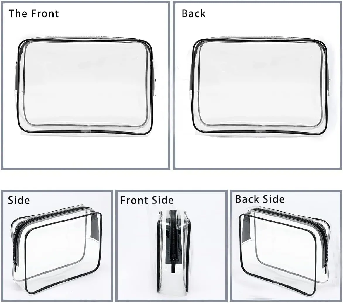 6 PACK Clear Toiletry Bag Wih Zippers,Clear Cosmetic Makeup Bags for Women Men, Waterproof Packing Organizer Compliant Bag,Waterproof Wash Bag