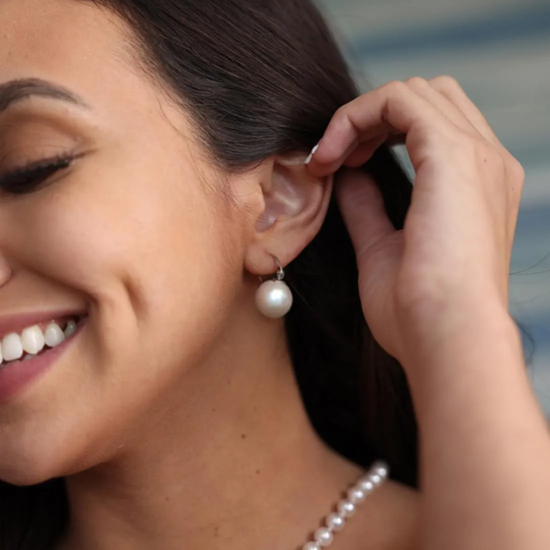 925 Sterling Silver Hoop Handpicked AAA  Quality 7.5-8mm White Freshwater Cultured Pearl Dangle Drop Earrings Jewelry for Women