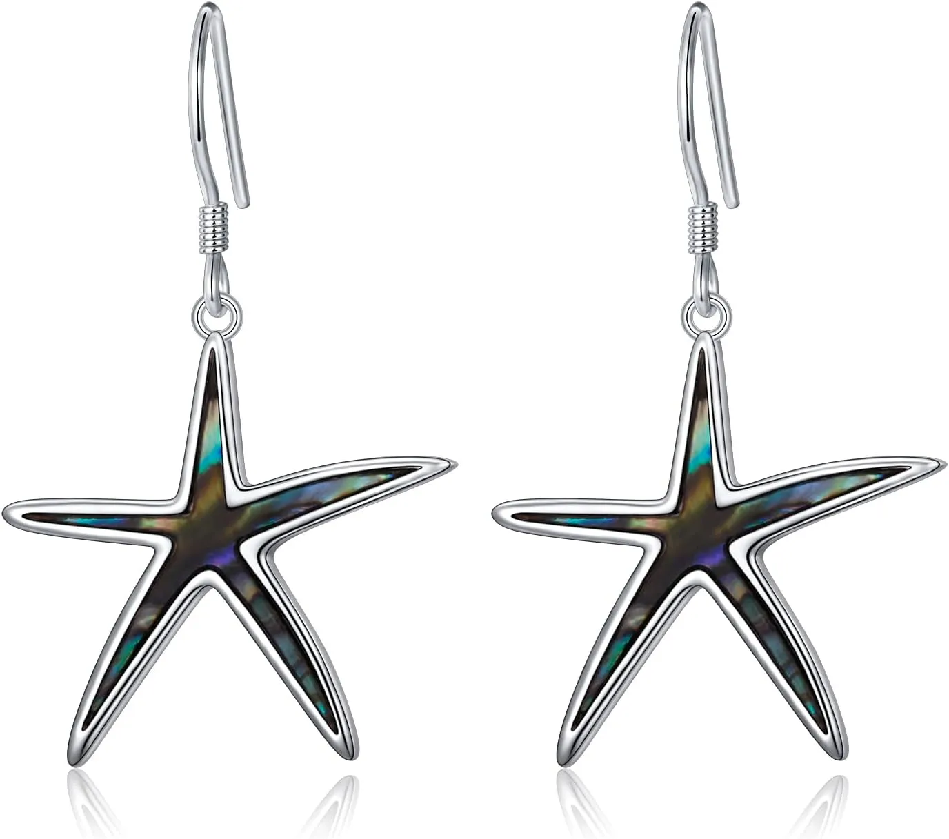 925 Sterling Silver Starfish Dangle Drop Earrings Abalone Shell Earring Sea Ocean Jewelry Gifts for Women