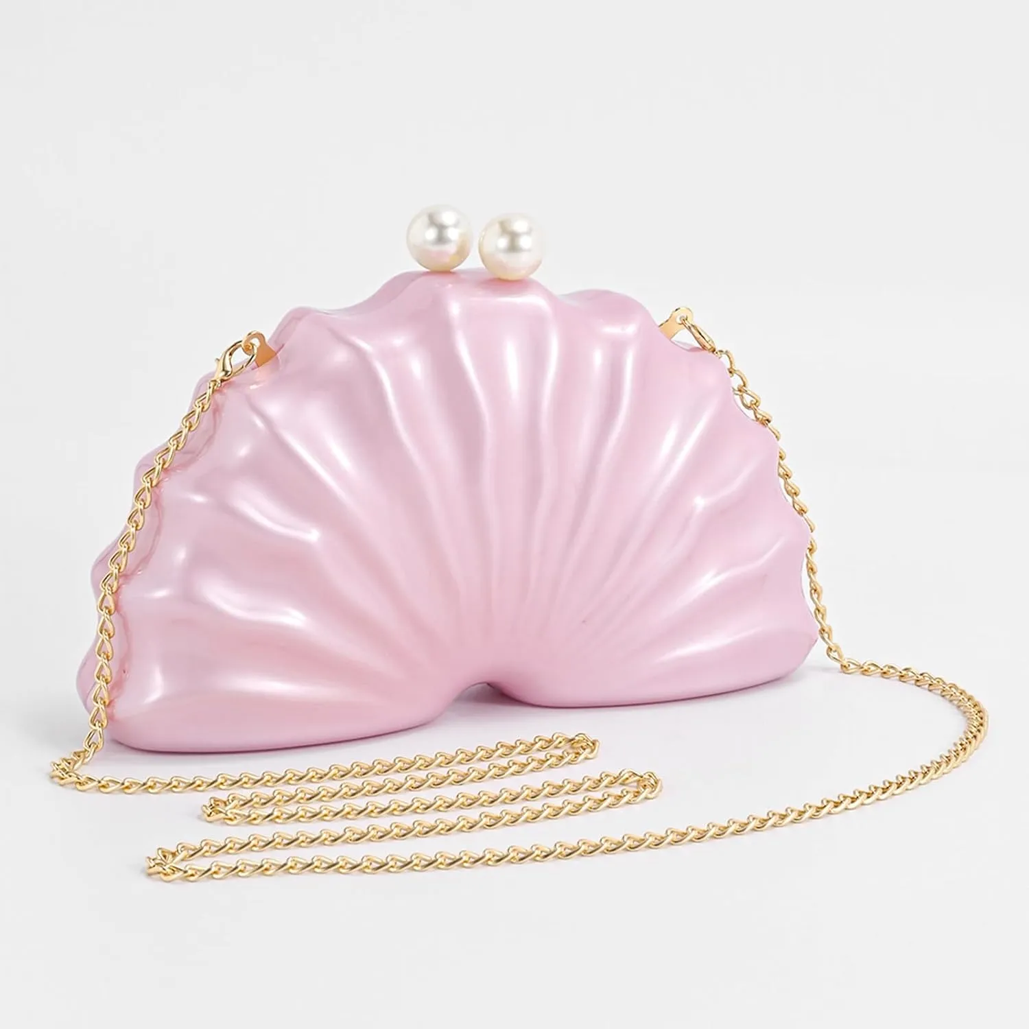 Acrylic Clutch Purse,Shell Wedding Guest Dresses For Women Pearl Handbag Evening Clutches Shoulder Crossbody Bags