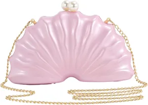 Acrylic Clutch Purse,Shell Wedding Guest Dresses For Women Pearl Handbag Evening Clutches Shoulder Crossbody Bags