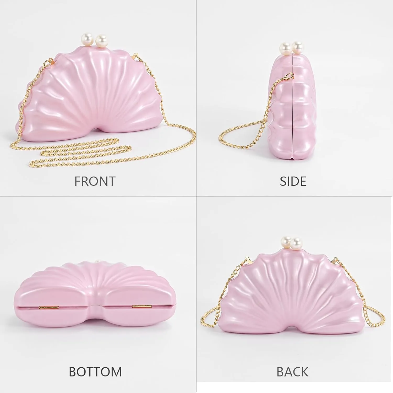 Acrylic Clutch Purse,Shell Wedding Guest Dresses For Women Pearl Handbag Evening Clutches Shoulder Crossbody Bags