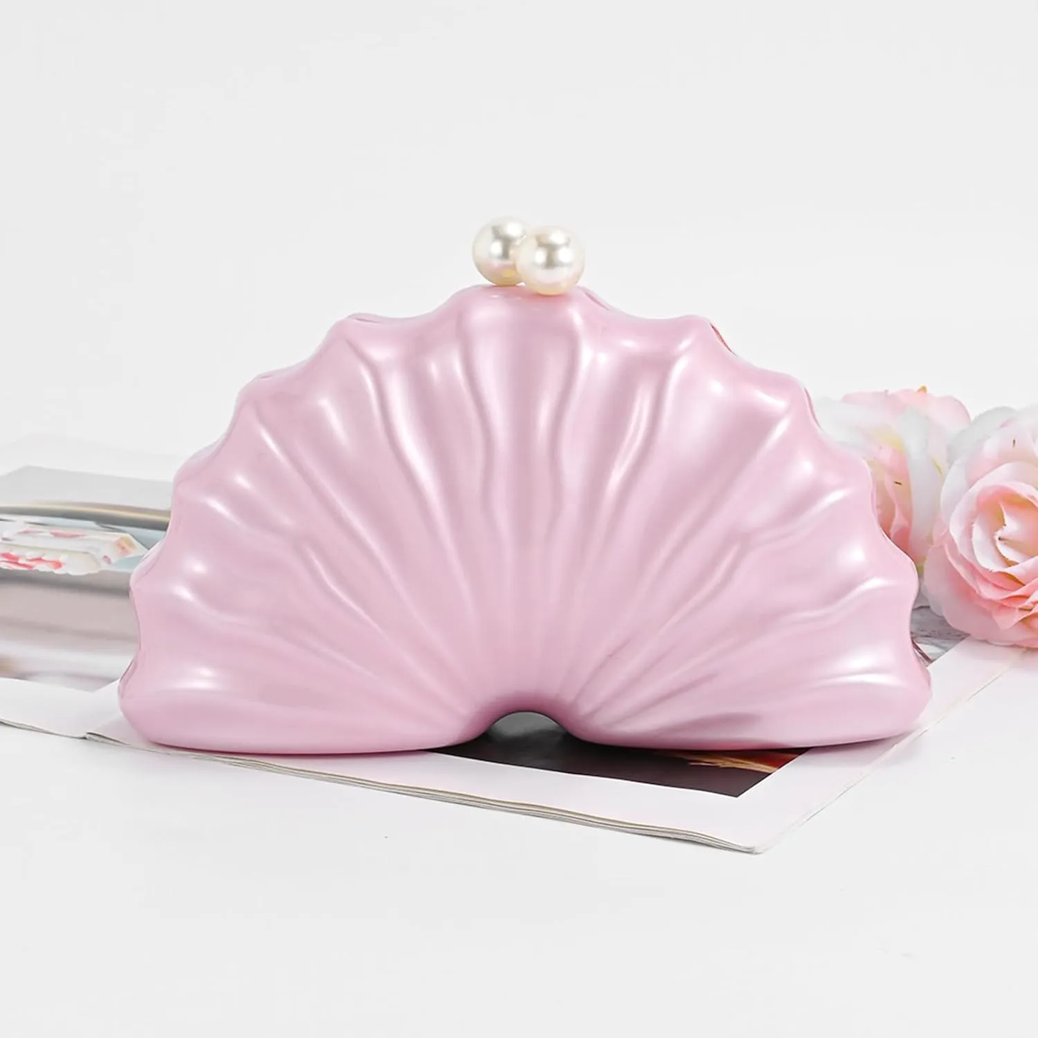 Acrylic Clutch Purse,Shell Wedding Guest Dresses For Women Pearl Handbag Evening Clutches Shoulder Crossbody Bags