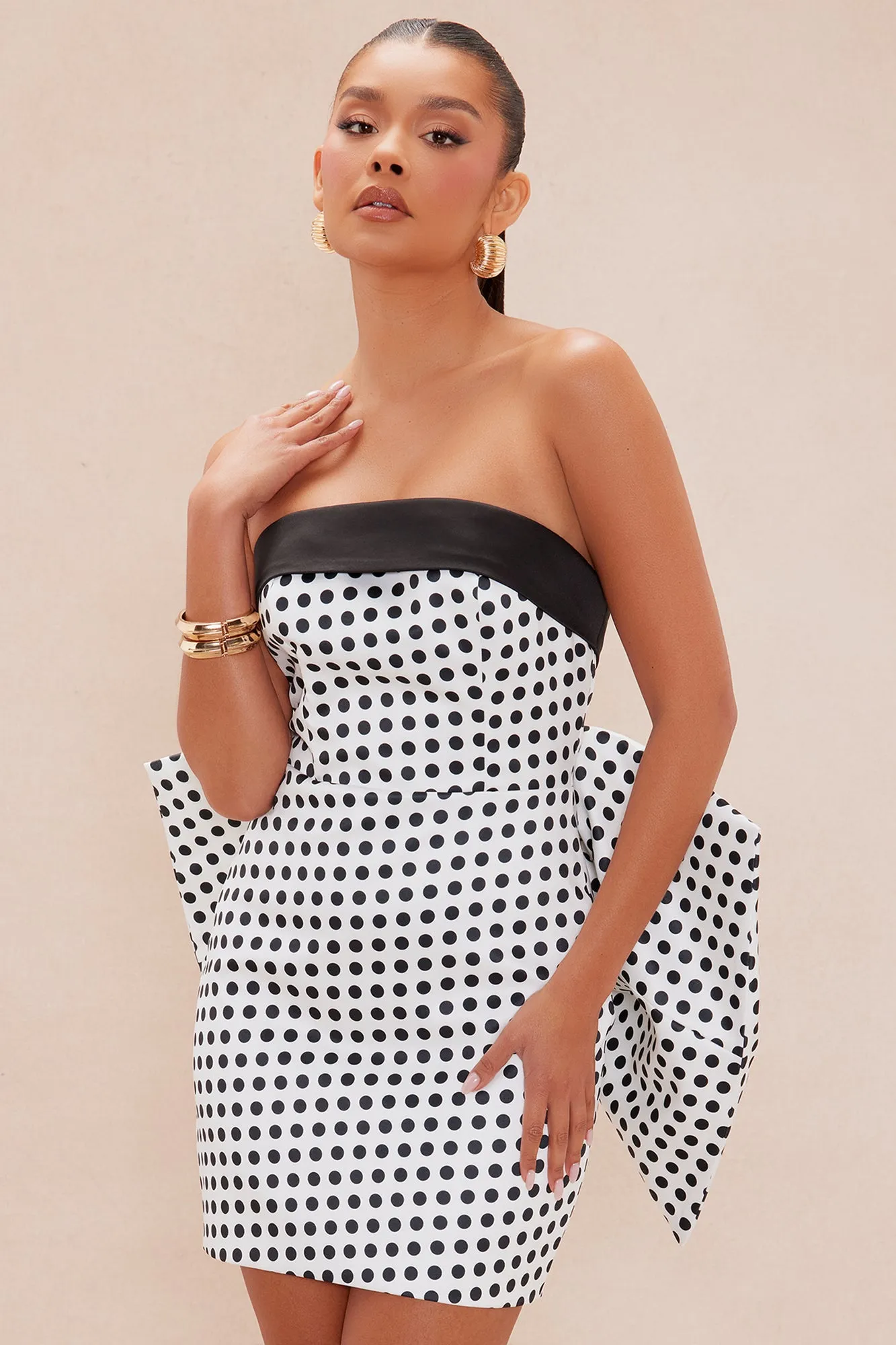 Adabelle Satin Mini Dress - White/Black