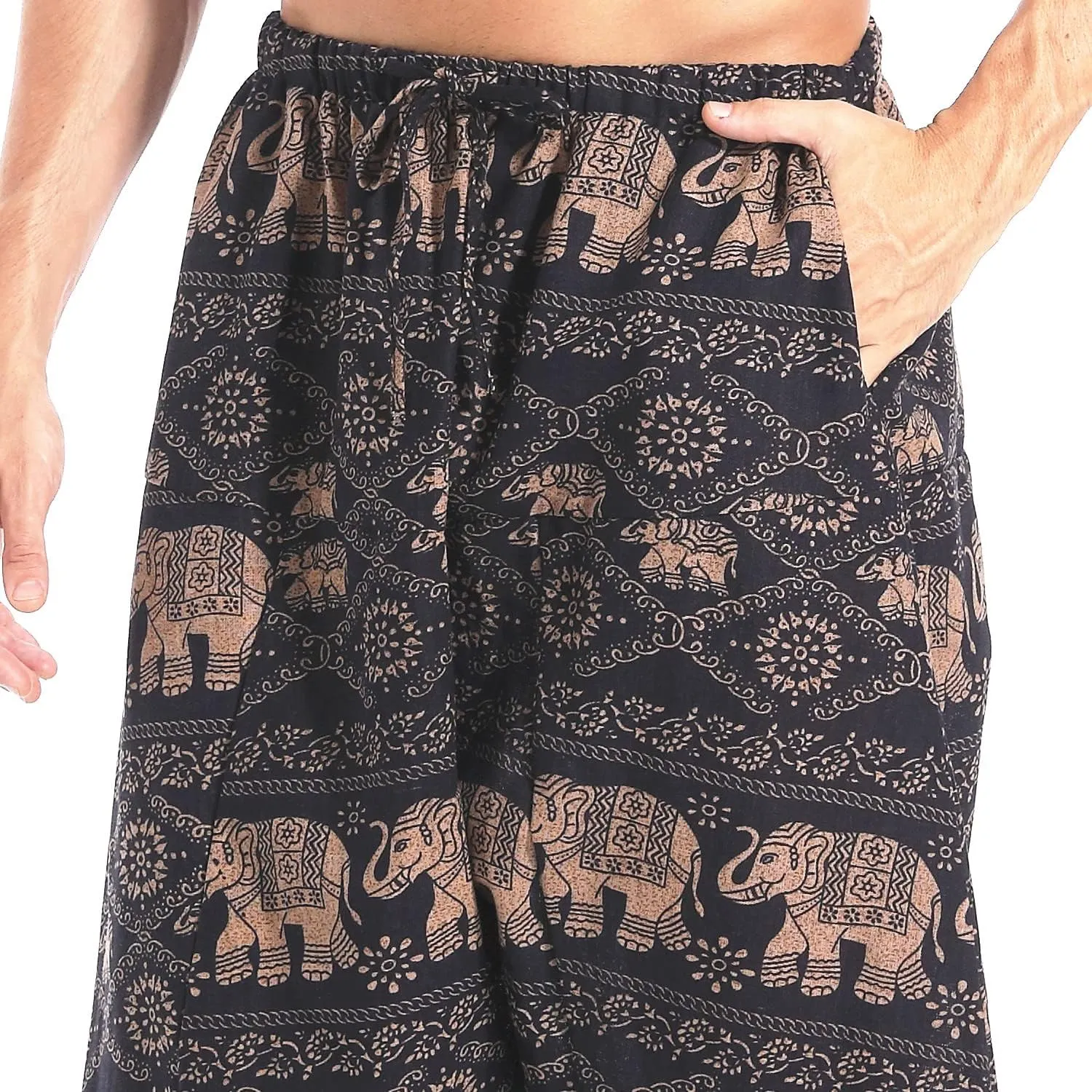 AITFINEISM Men's Drawstring Aladdin Hippie Harem Pants Loose Drop Crotch Trousers