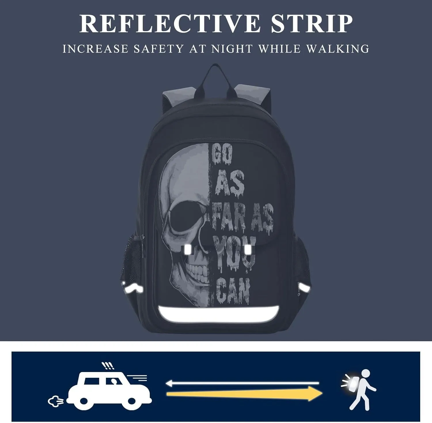 ALAZA Skull Backpack Bookbag Laptop Notebook Bag Casual Travel Trip Daypack for Women Men Fits 15.6 Laptop