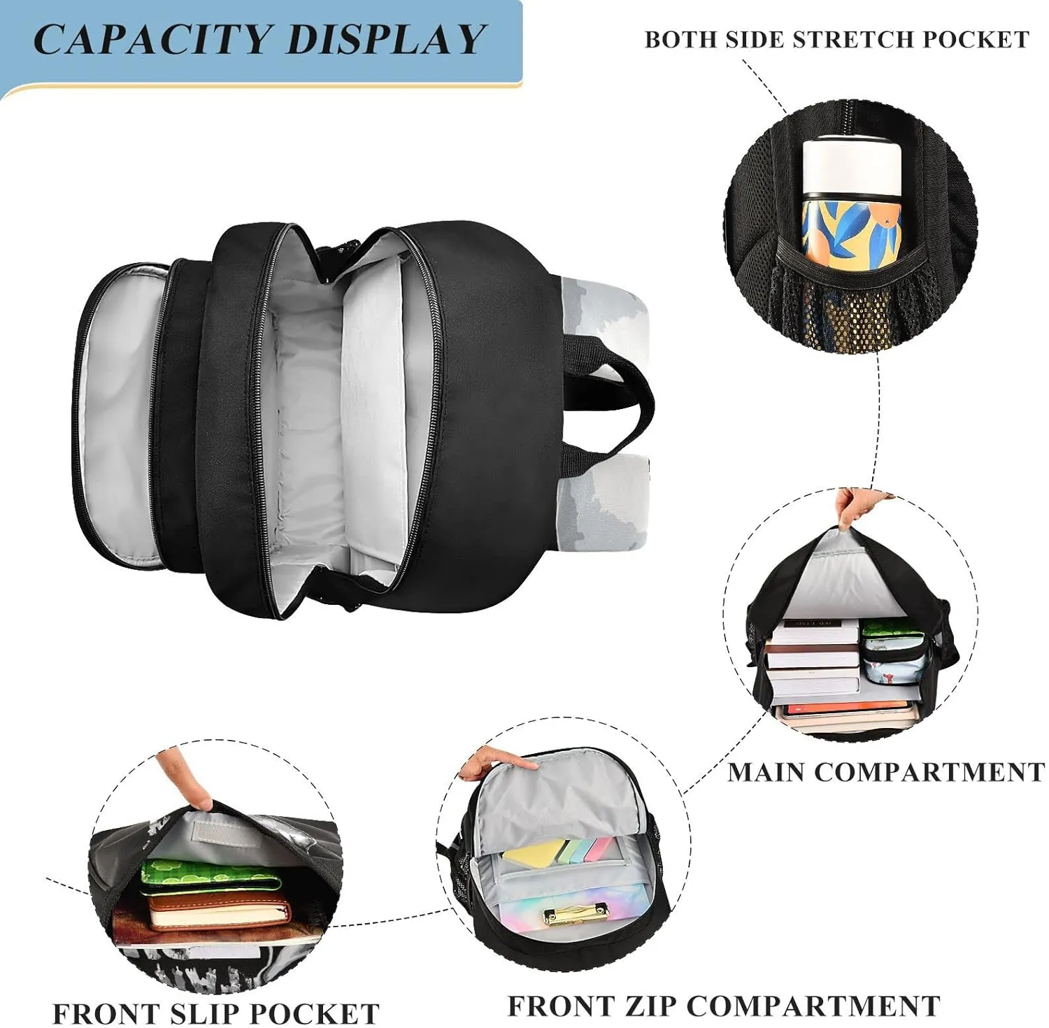 ALAZA Skull Backpack Bookbag Laptop Notebook Bag Casual Travel Trip Daypack for Women Men Fits 15.6 Laptop