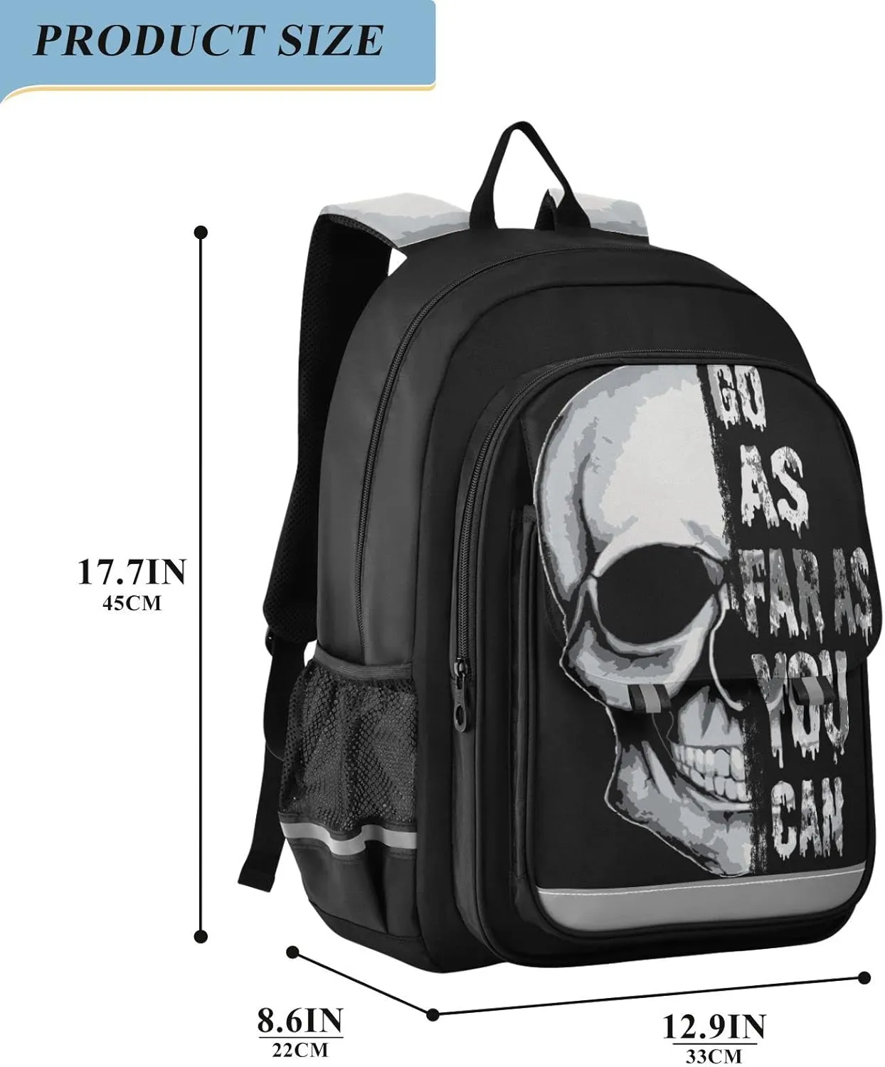 ALAZA Skull Backpack Bookbag Laptop Notebook Bag Casual Travel Trip Daypack for Women Men Fits 15.6 Laptop