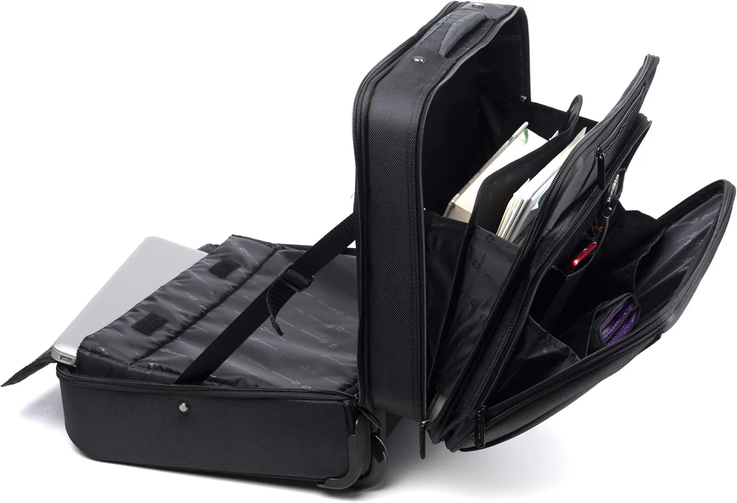 Alpine Swiss Rolling Laptop Briefcase Wheeled Overnight Carry on Bag Up to 15.6 Inches Notebook - Carries Legal Size Files