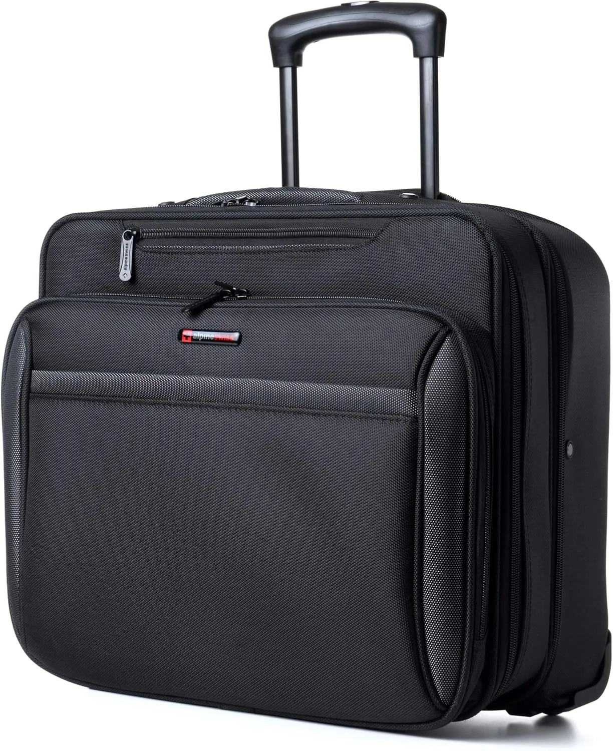 Alpine Swiss Rolling Laptop Briefcase Wheeled Overnight Carry on Bag Up to 15.6 Inches Notebook - Carries Legal Size Files