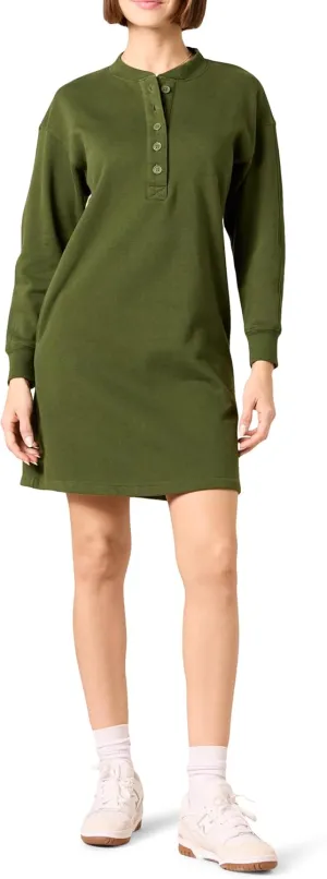 Amazon Essentials Women's Knit Henley Sweatshirt Dress (Available in Plus Size)
