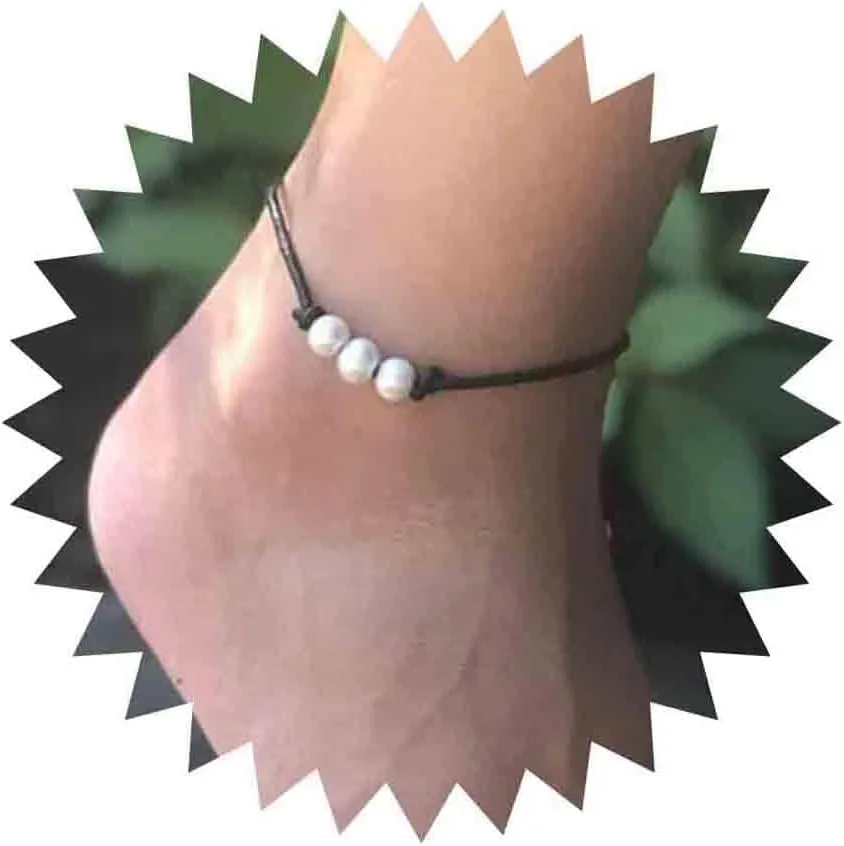 Anicira Boho Pearl Anklet Black Hand Woven Ankle Single Layer Anklet Bracelets Summer Anklets Ball Foot Chain Beach Foot Accessories Wedding Foot Ornament Jewelry for Women Gifts
