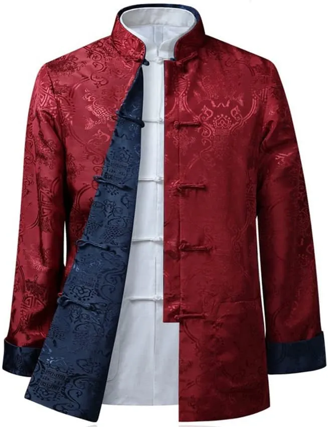 Aoleaky Tang Suit Chinese Shirt Style Jacket Collar Traditional Chinese Clothing For Men Silk Kungfu Cheongsam Top Hanfu