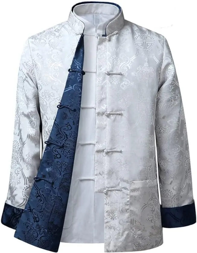 Aoleaky Tang Suit Chinese Shirt Style Jacket Collar Traditional Chinese Clothing For Men Silk Kungfu Cheongsam Top Hanfu