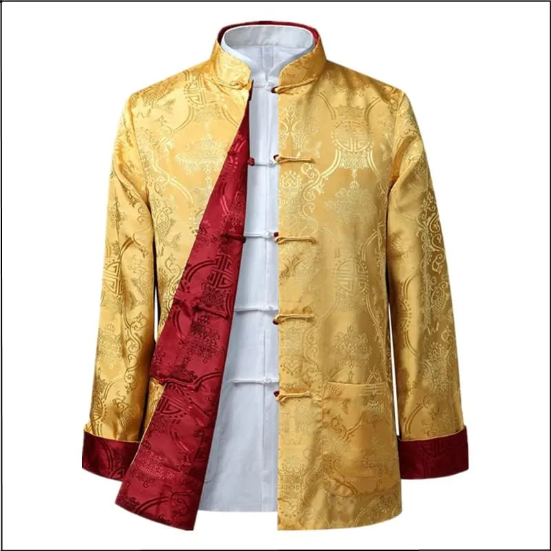 Aoleaky Tang Suit Chinese Shirt Style Jacket Collar Traditional Chinese Clothing For Men Silk Kungfu Cheongsam Top Hanfu