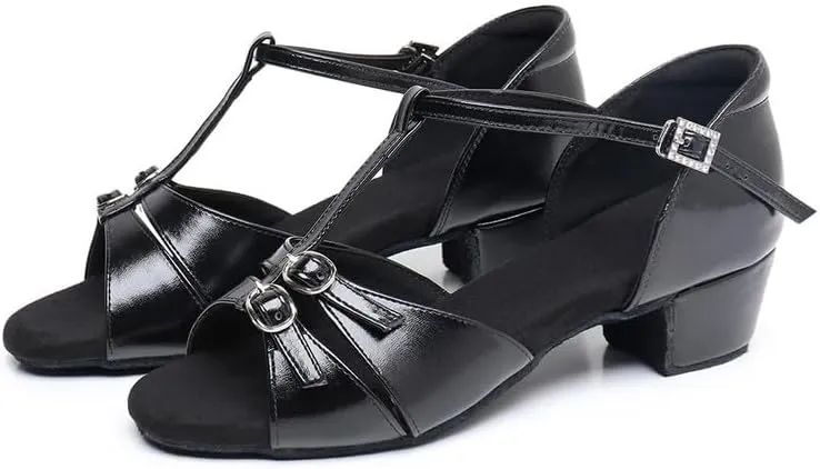AOQUNFS Girls Latin Dance Shoes Low Heels Tango Salsa Ballroom Practice Performance Dancing Shoes, L1032-TL