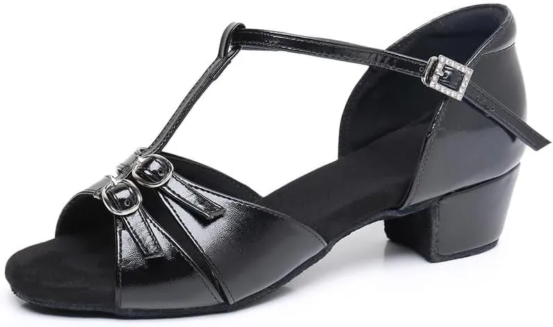 AOQUNFS Girls Latin Dance Shoes Low Heels Tango Salsa Ballroom Practice Performance Dancing Shoes, L1032-TL