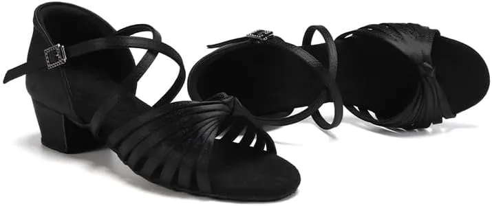 AOQUNFS Girls Latin Dance Shoes Low Heels Tango Salsa Ballroom Practice Performance Dancing Shoes,7B-TL