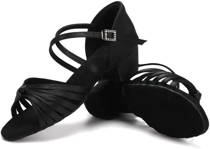 AOQUNFS Girls Latin Dance Shoes Low Heels Tango Salsa Ballroom Practice Performance Dancing Shoes,7B-TL