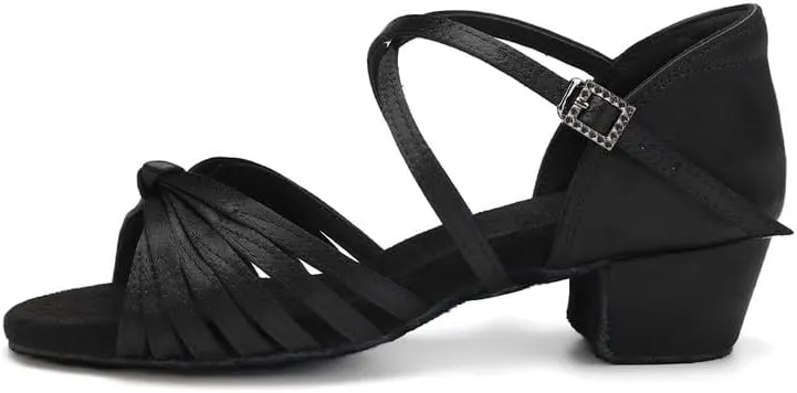AOQUNFS Girls Latin Dance Shoes Low Heels Tango Salsa Ballroom Practice Performance Dancing Shoes,7B-TL