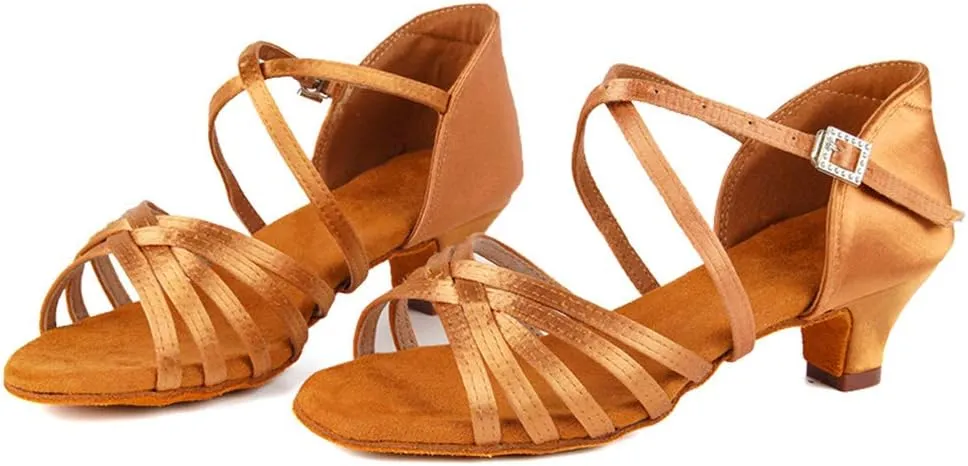 AOQUNFS Girls Latin Dance Shoes Low Heels Tango Salsa Ballroom Practice Performance Dancing Shoes,EM-XGGZS