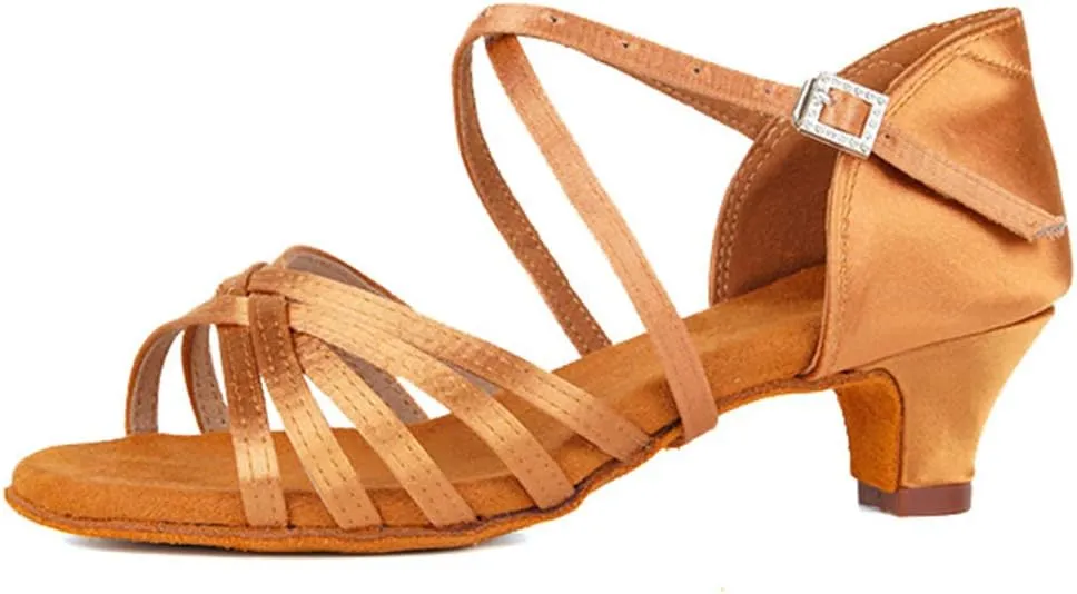 AOQUNFS Girls Latin Dance Shoes Low Heels Tango Salsa Ballroom Practice Performance Dancing Shoes,EM-XGGZS