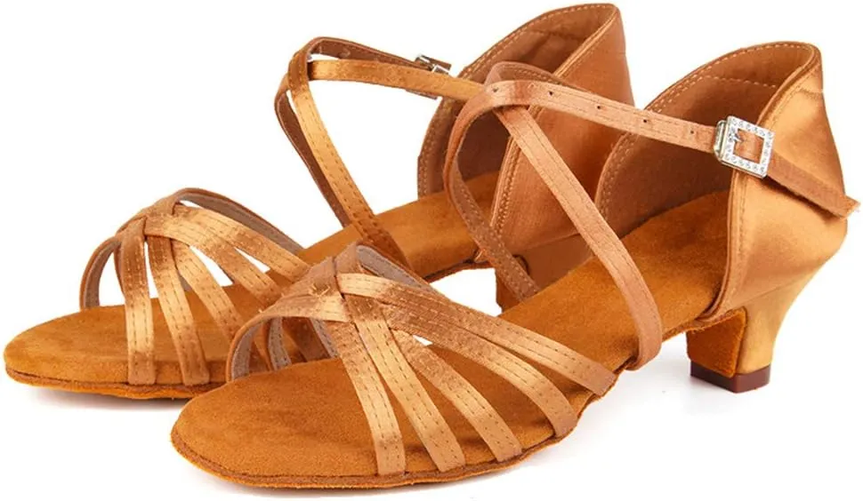 AOQUNFS Girls Latin Dance Shoes Low Heels Tango Salsa Ballroom Practice Performance Dancing Shoes,EM-XGGZS