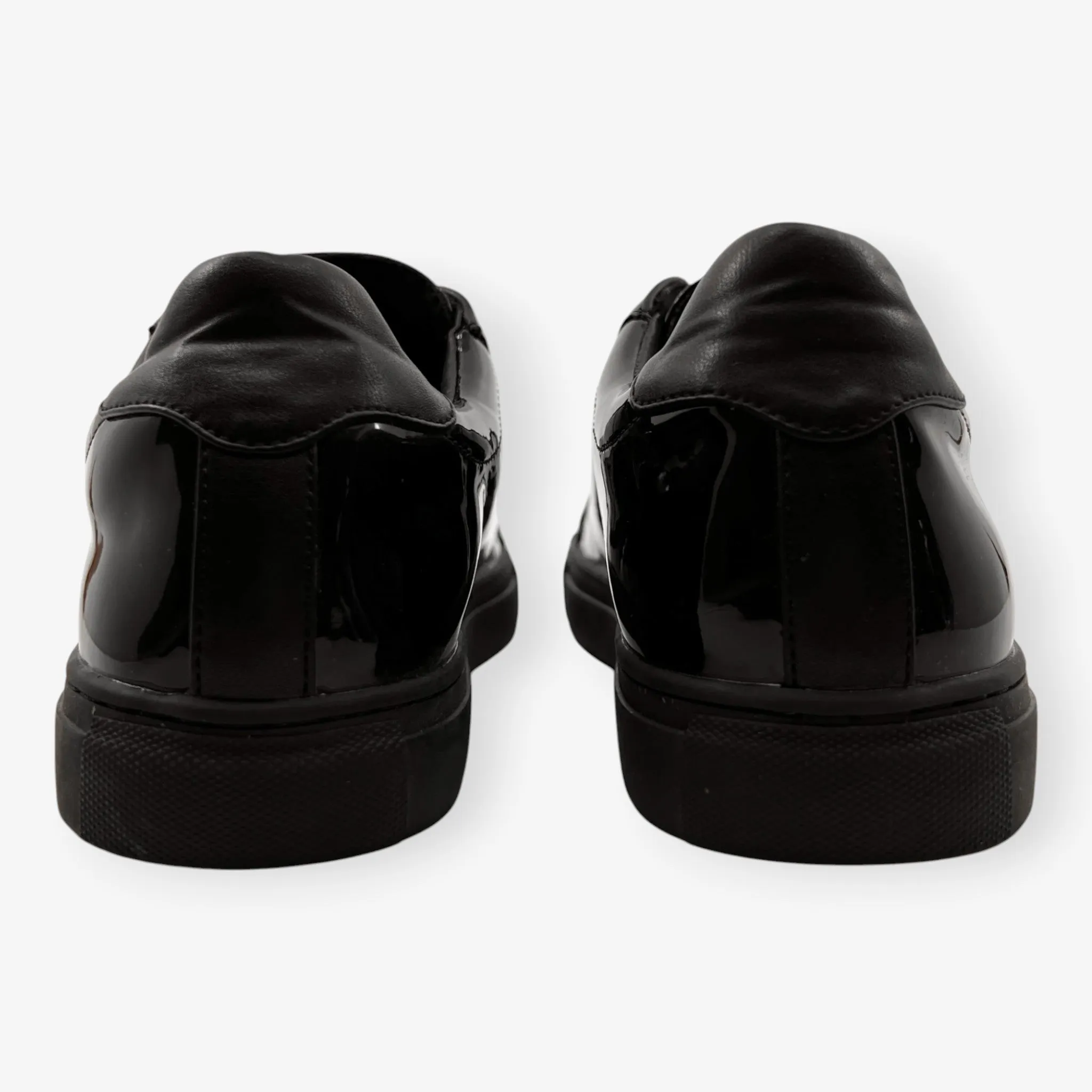 Armani Black Glossy Patent Non-Leather Sneakers EU41 ~ AU10