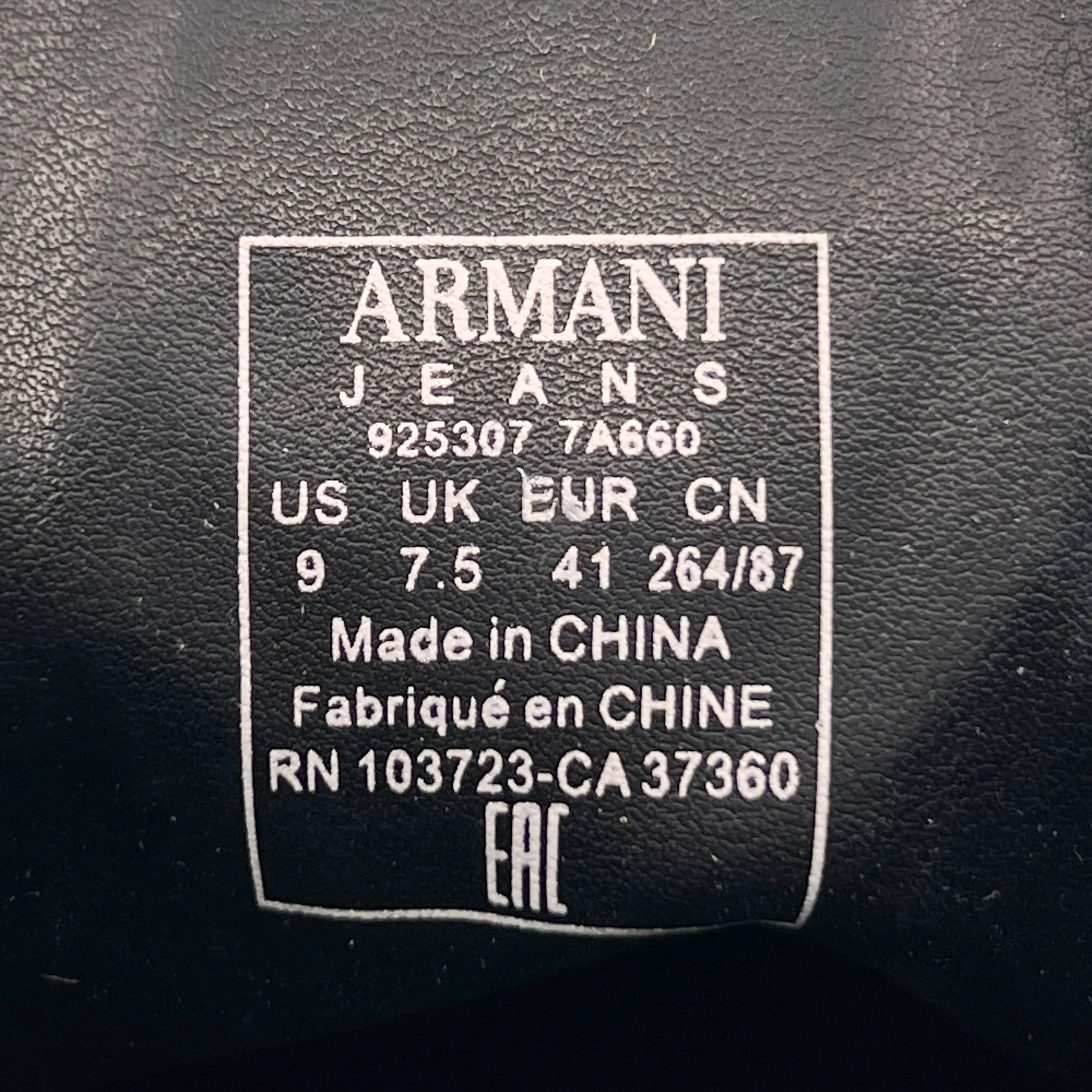 Armani Black Glossy Patent Non-Leather Sneakers EU41 ~ AU10